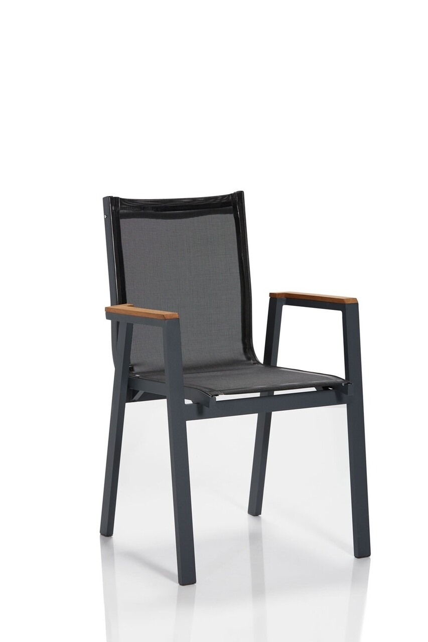 Set 6 scaune pentru gradina Ottowa Bahce Sandalye, Clara, 57x63x90 cm, gri/negru - imagine 4